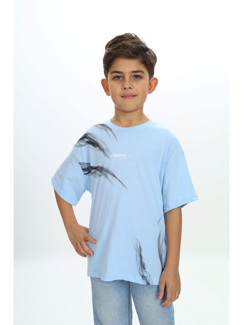 Petrol Erkek Çocuk Creatıve Sis Baskılı Tişört-4