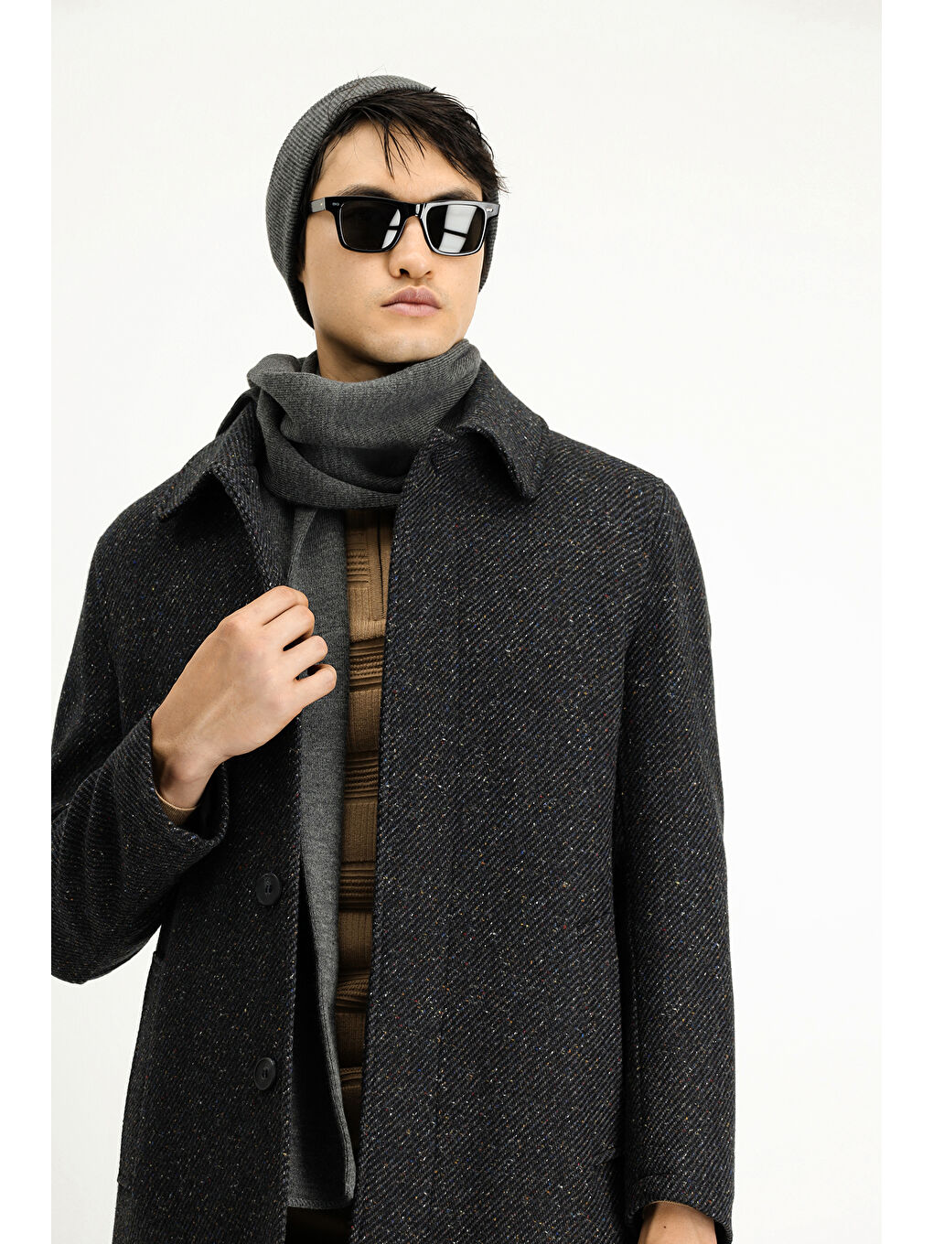 Antrasit Yünlü Klasik Kaban-2