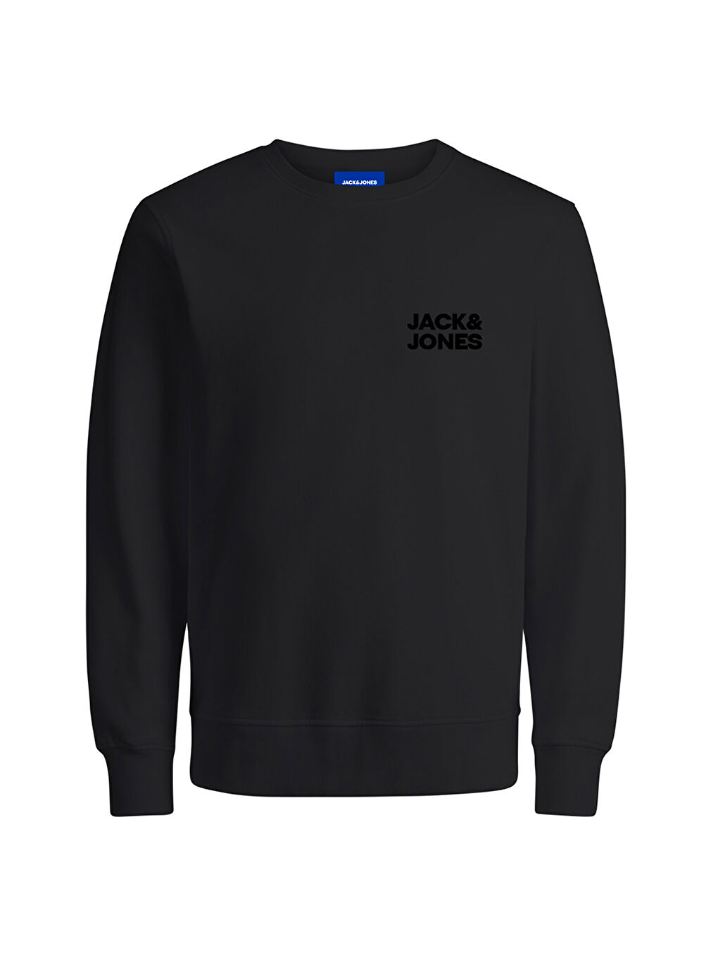 Logo Erkek Siyah Yuvarlak Yaka Sweatshirt