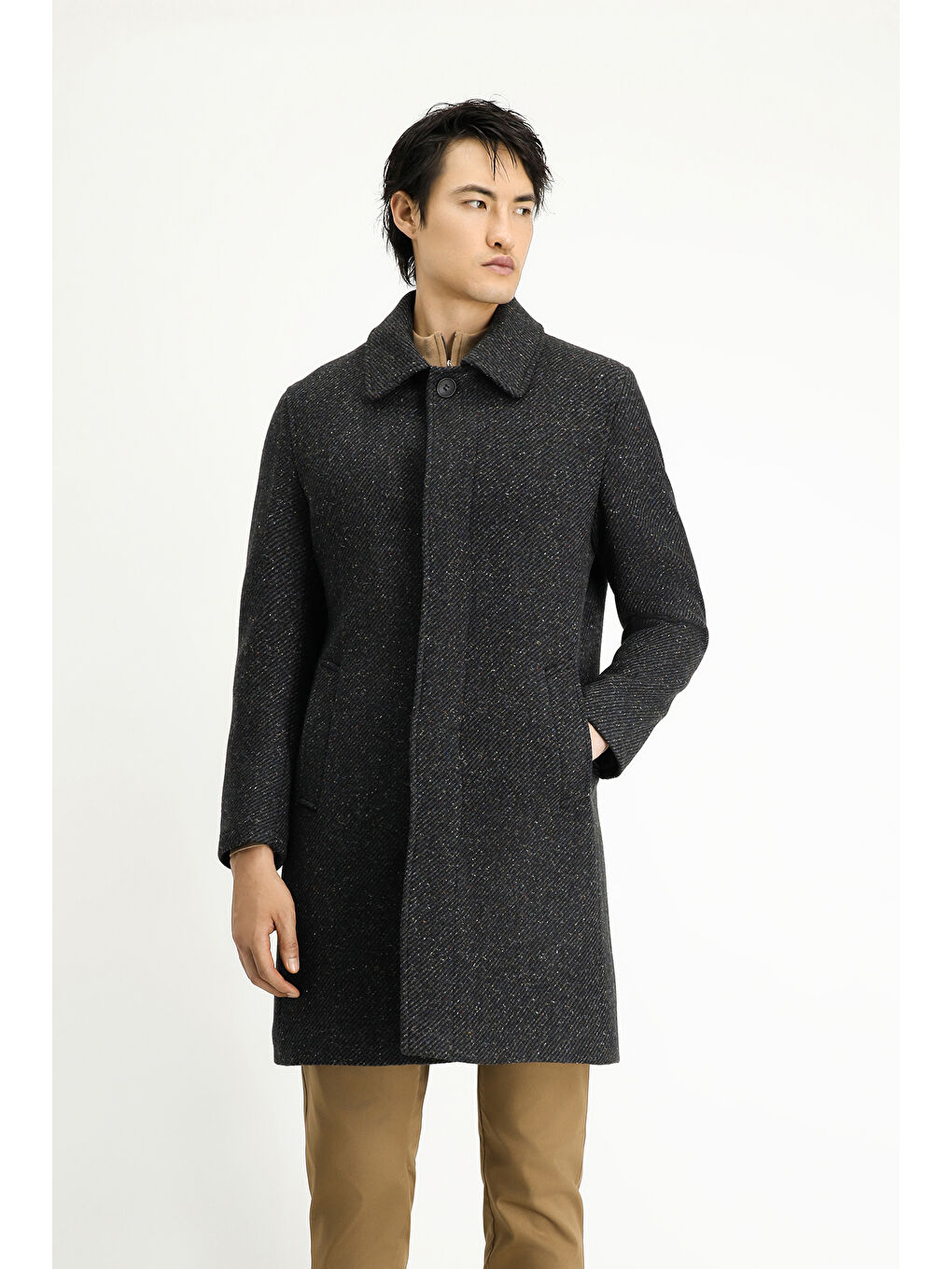 Antrasit Yünlü Klasik Kaban-3