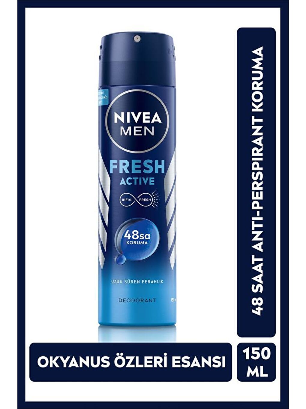 NIVEA Şeffaf Men Erkek Sprey Deodorant Fresh Active 48 Saat Deodorant Koruması 150 ml