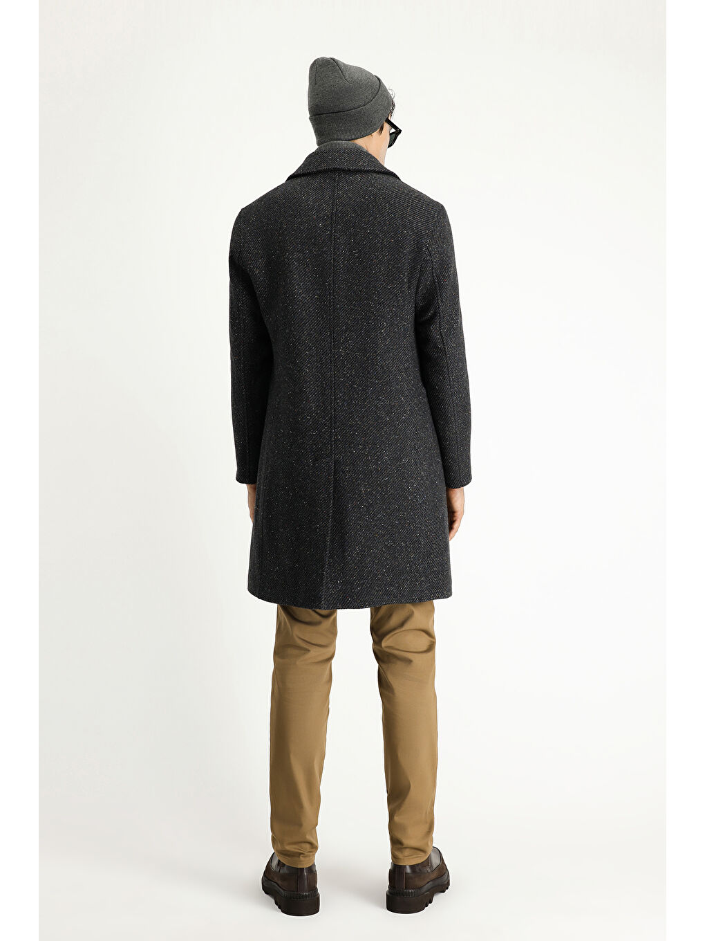 Antrasit Yünlü Klasik Kaban-4