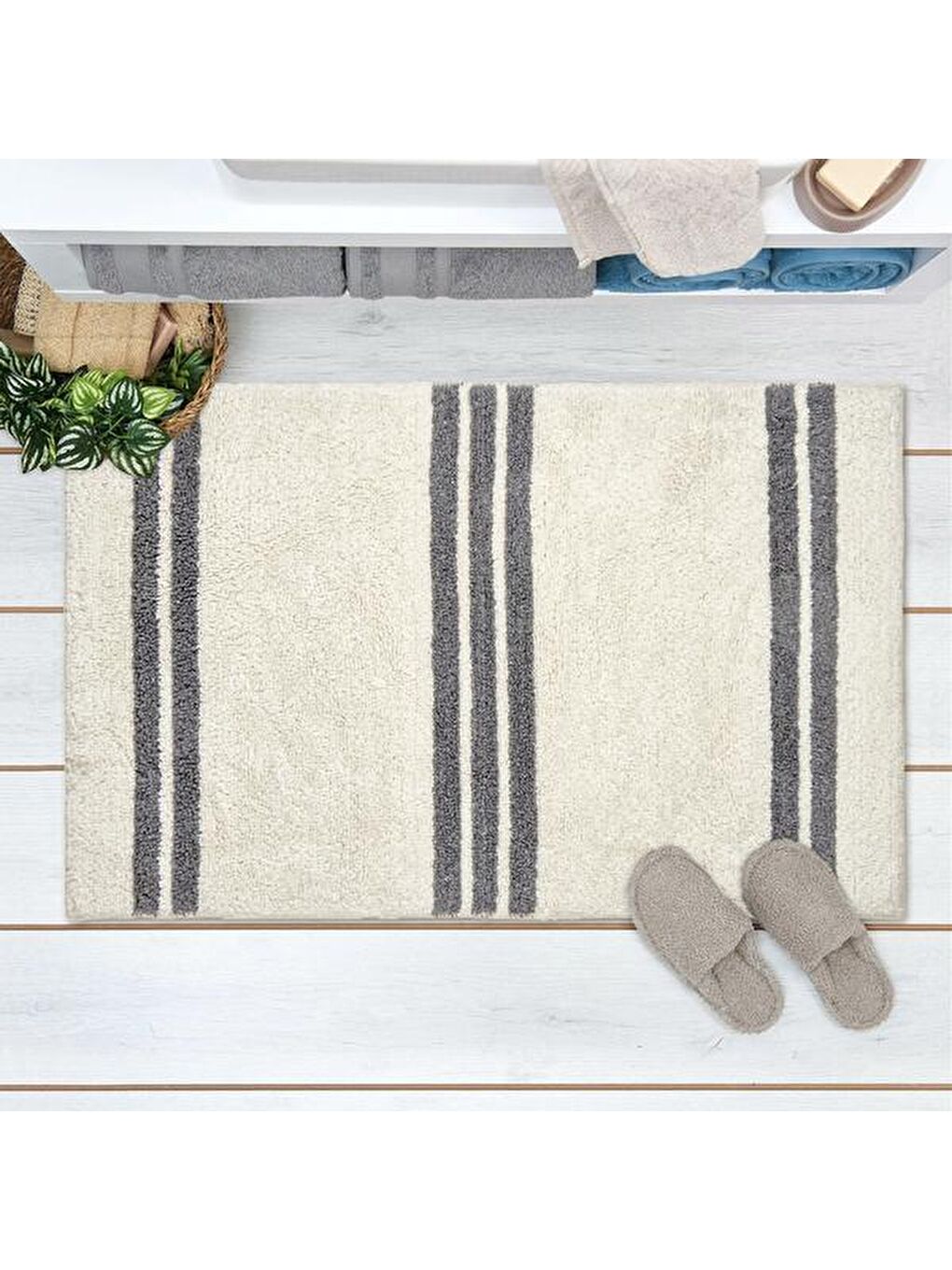 Evidea Soft Lucia Banyo Paspası - Beyaz - 60x100 cm