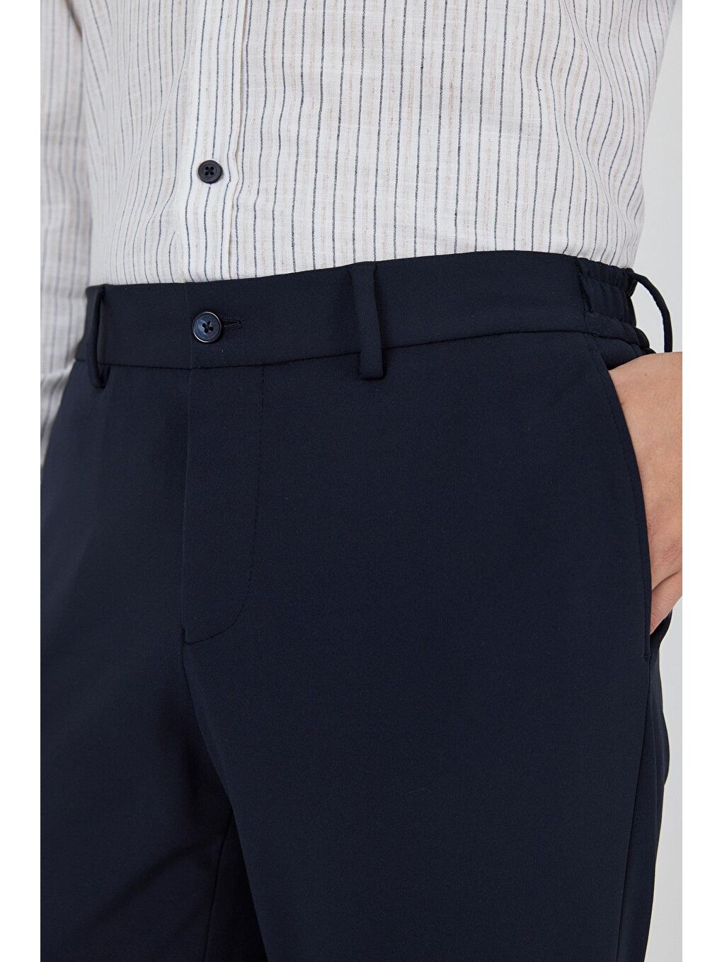 Koyu Lacivert Esnek Yandan Cepli Casual Slim Fit Jogger Pantolon 1003250162-3