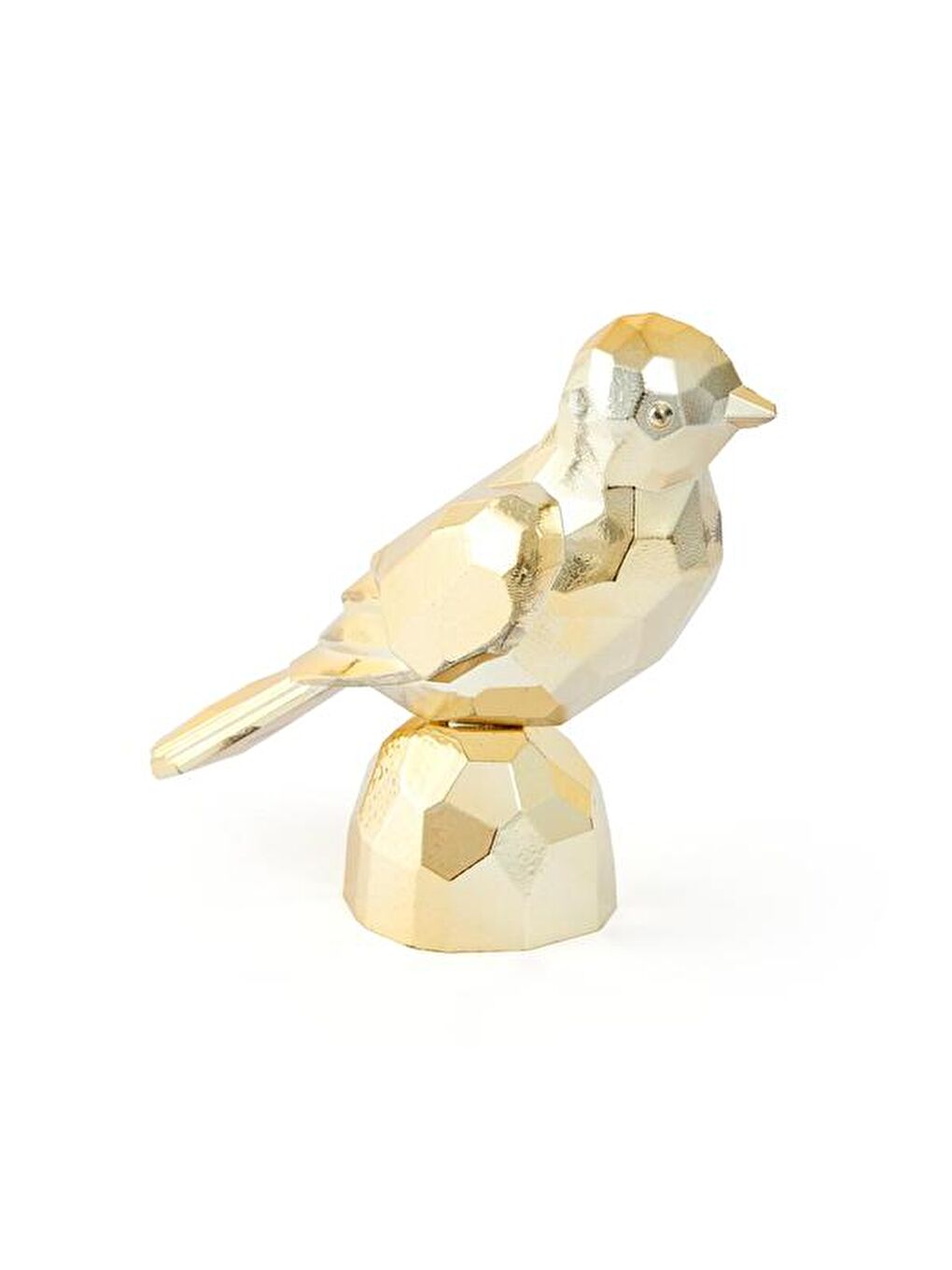 Sarı Akrilik Kuş Dekor - Altın - 10x8x16 cm-1
