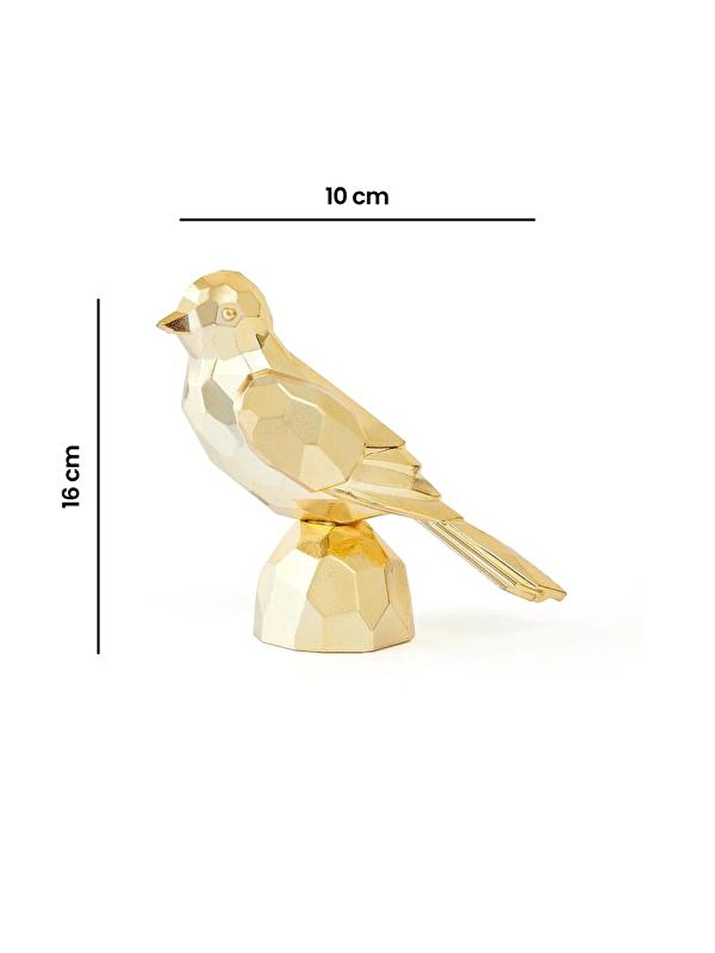 Sarı Akrilik Kuş Dekor - Altın - 10x8x16 cm-4