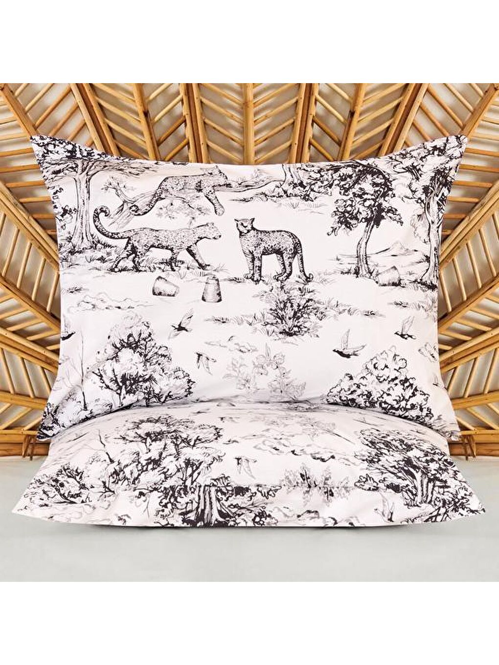 Siyah Soft Natura 2'li Yastık Kılıfı - Beyaz / Antrasit - 50x70 cm