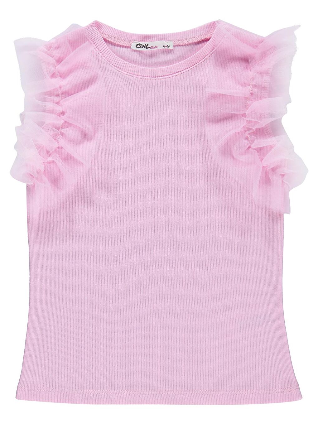 Girls Fiyonklu 4-9 Yaş Tişört - Pembe