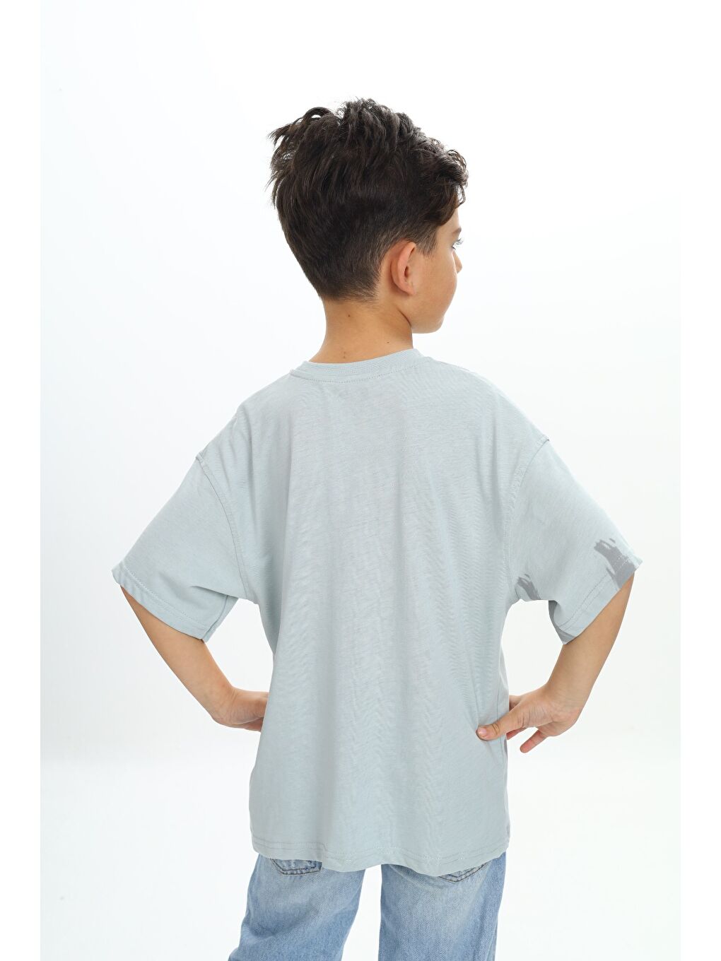 Yeşil Erkek Çocuk Sport Yazılı Fırça Baskılı Tişört-3