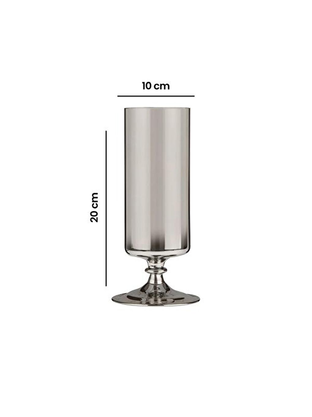 Gri Ayaklı Mumluk - Gümüş - 20x10x10 cm-4