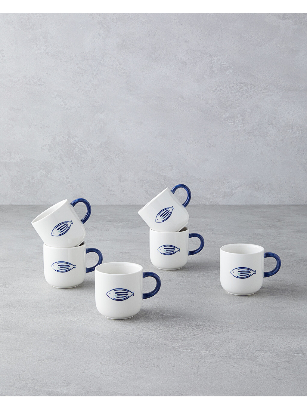 Marinique Stoneware 6'lı Kahve Fincan Takımı 130 ml Mavi