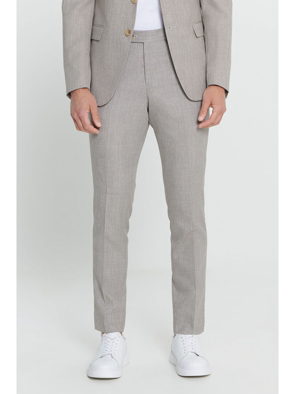 Kahverengi Erkek Açık Kahve Slim Fit Dar Kesim Kırlangıç Yaka Desenli Takım Elbise-5