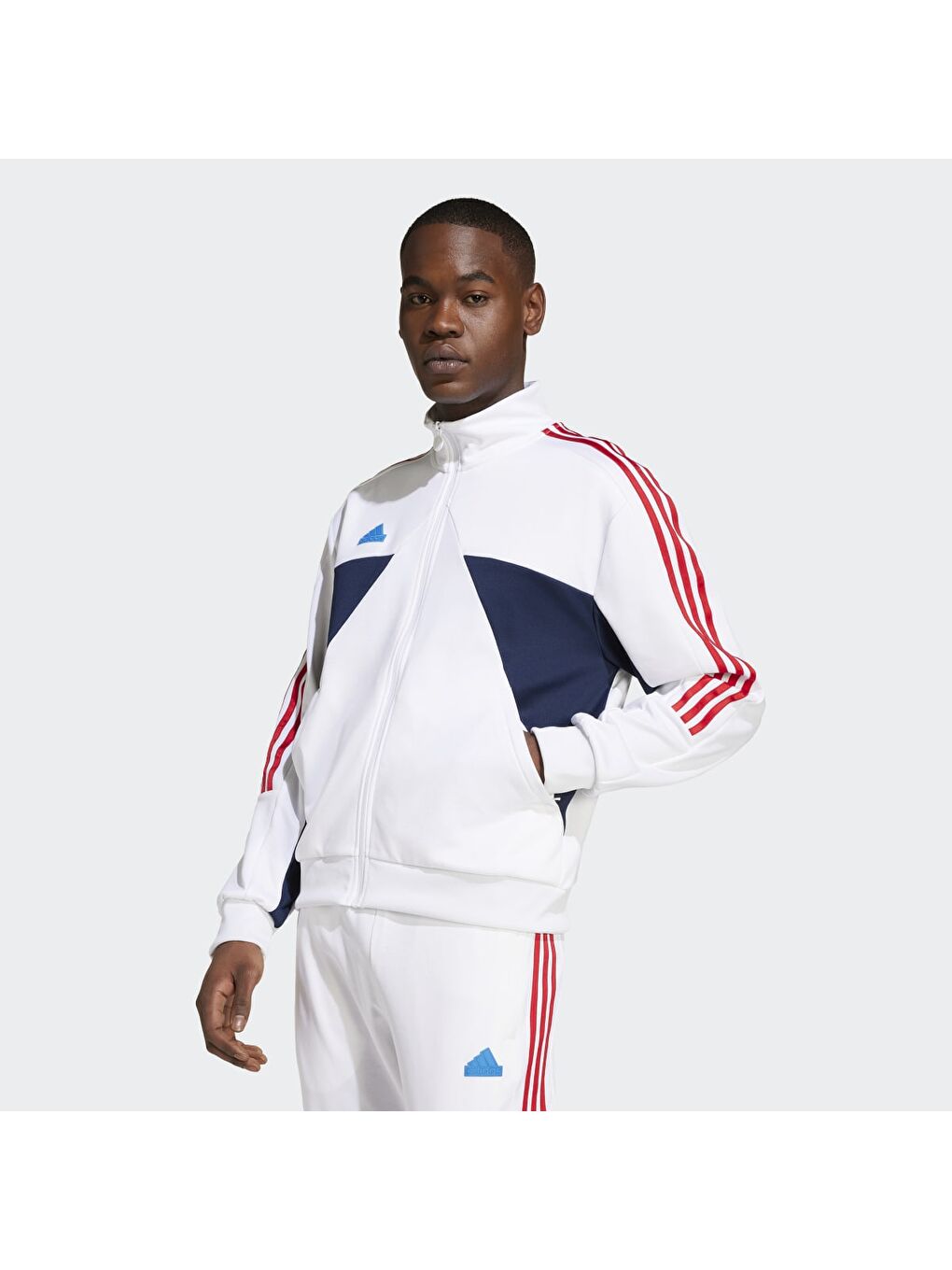 Tiro Ntpk Beyaz Dik Yaka Erkek Fermuarlı Sweatshirt Hırka