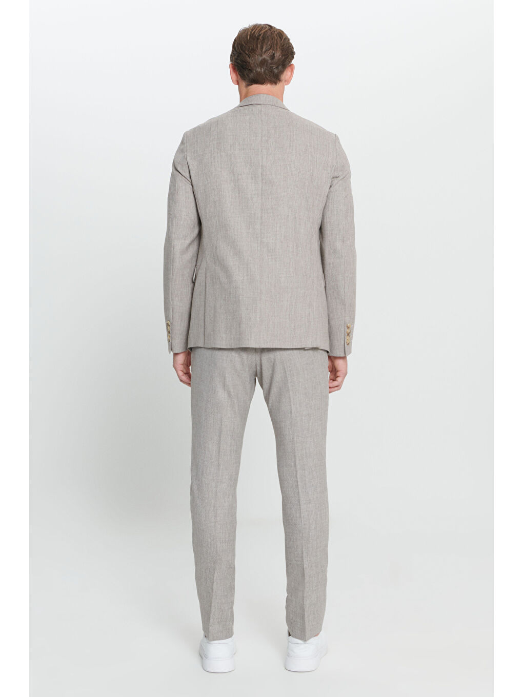 Kahverengi Erkek Açık Kahve Slim Fit Dar Kesim Kırlangıç Yaka Desenli Takım Elbise-6