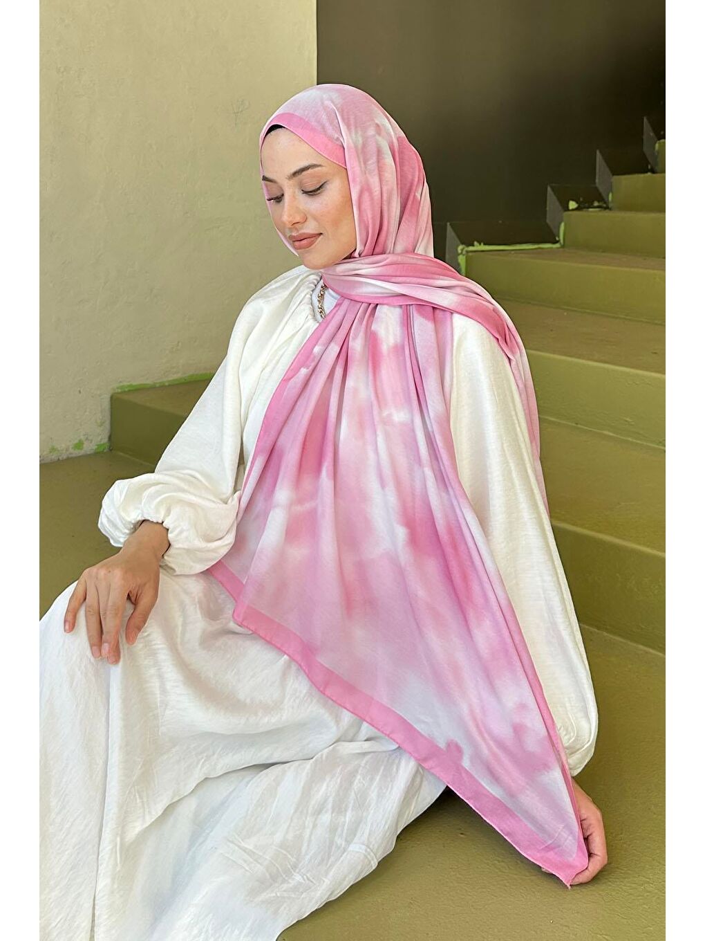 Batik Desen Soft Şal Şeker Pembesi-2