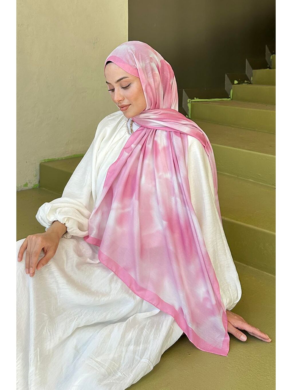 Batik Desen Soft Şal Şeker Pembesi-3