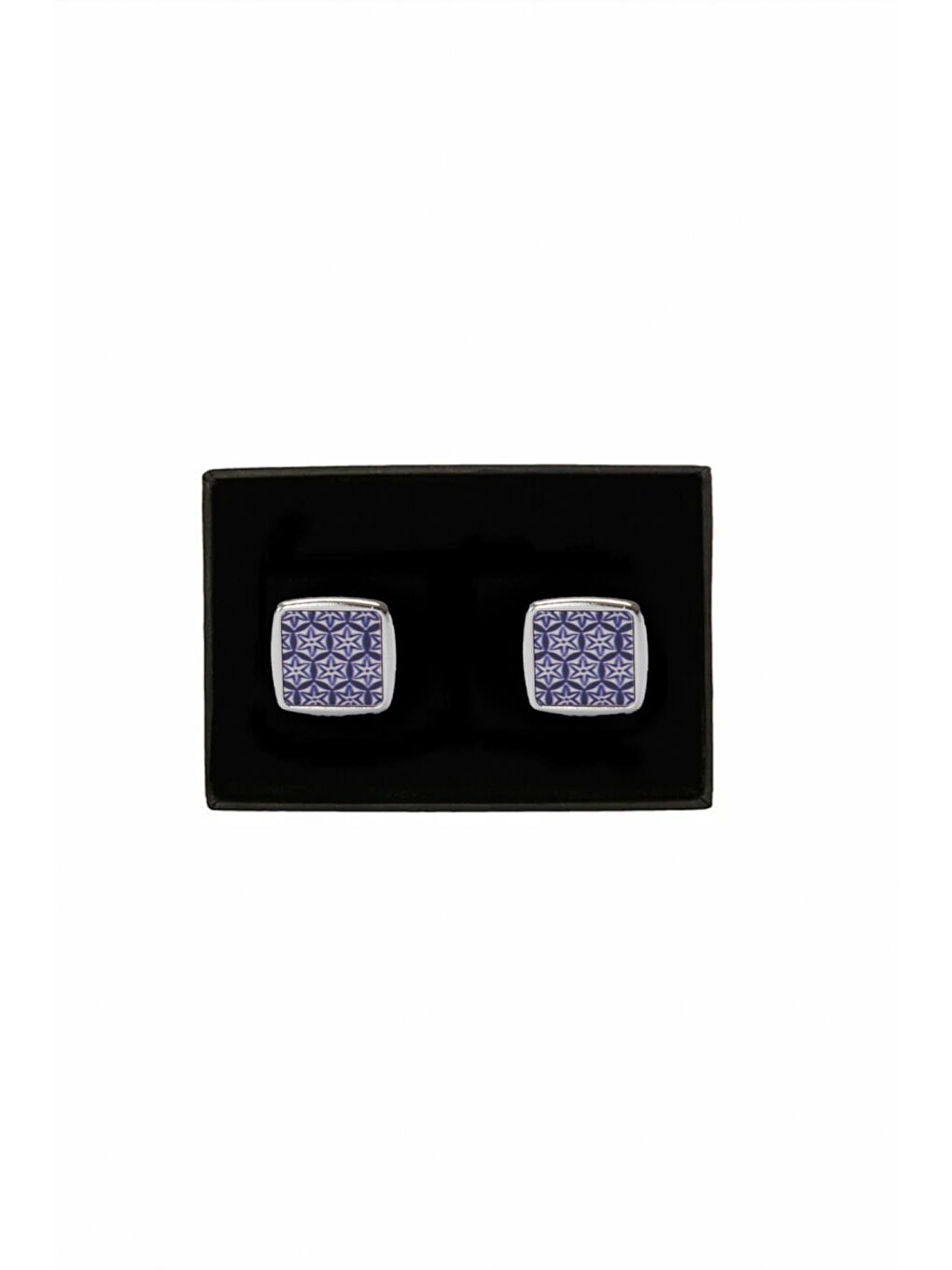 Erkek Gri-Mavi Gri-Mavi Klasik Kol Düğmesi