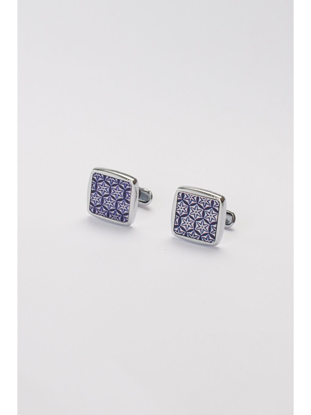 Erkek Gri-Mavi Gri-Mavi Klasik Kol Düğmesi-1