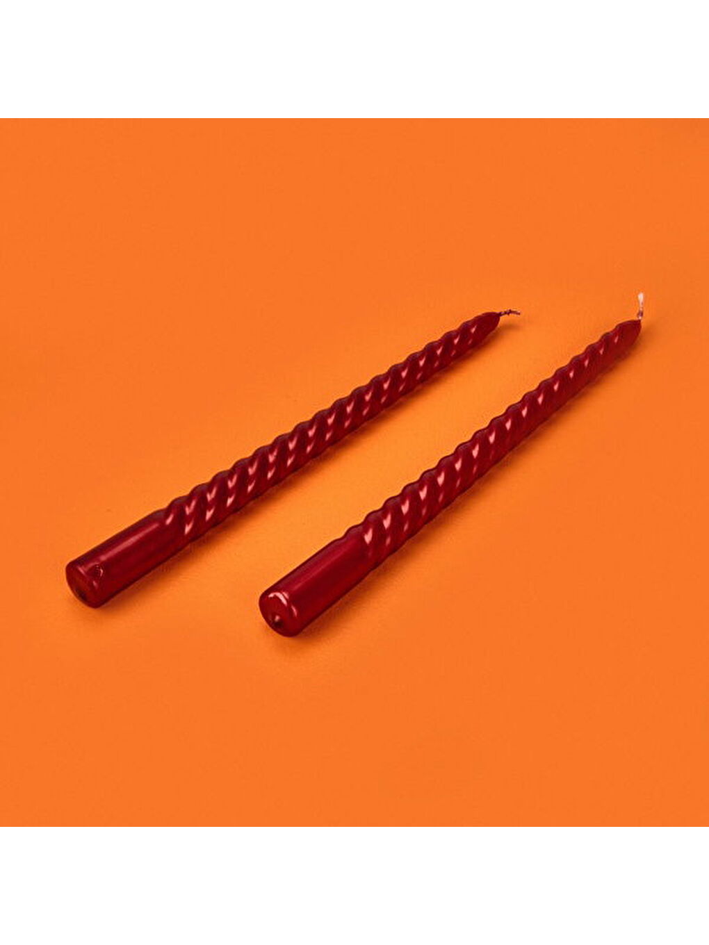 2'li Burgu Şamdan Mumu - Metalik Bordo – 25 cm-1