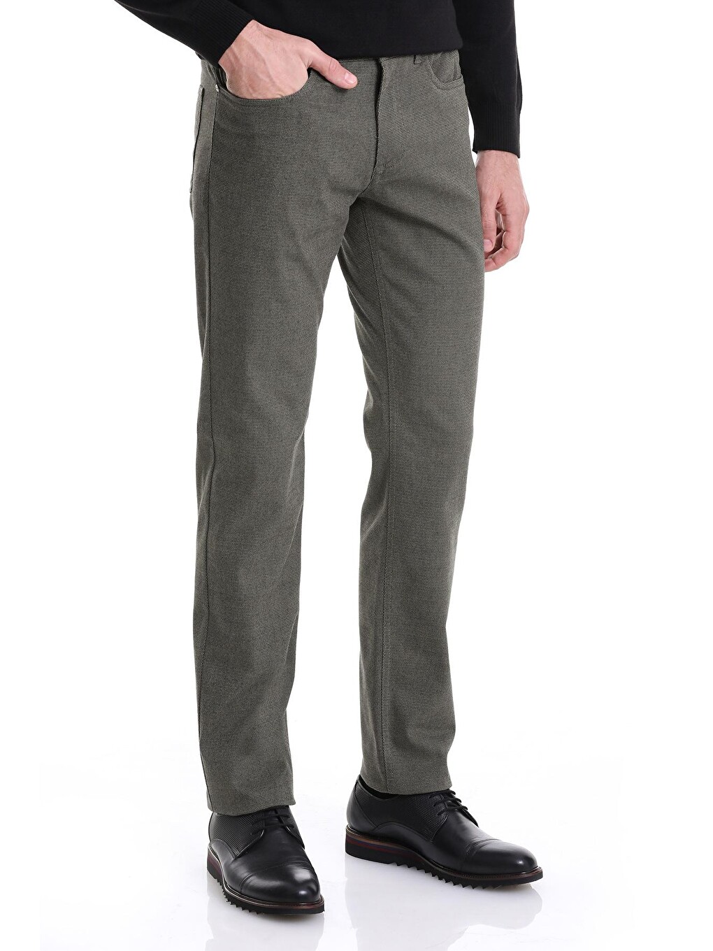 Haki Regular Fit Düz 5 Cep Pamuklu Jean Pantolon-2