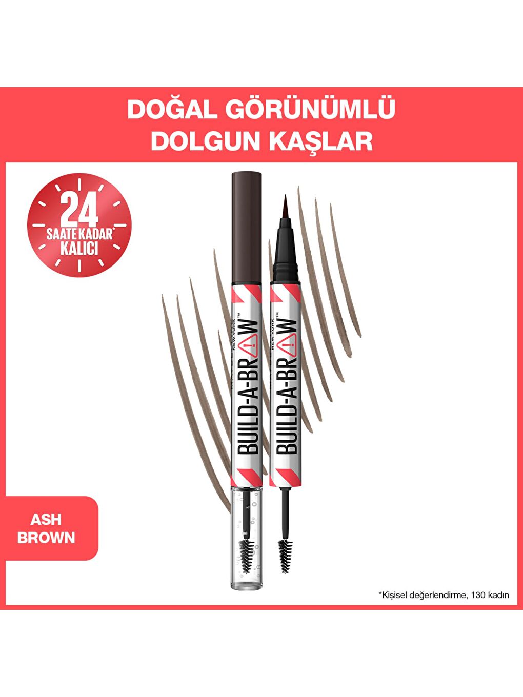 MAYBELLINE NEWYORK Kahverengi Build a Brow 2in1 Kaş Kalemi ve Jeli Ash Brown