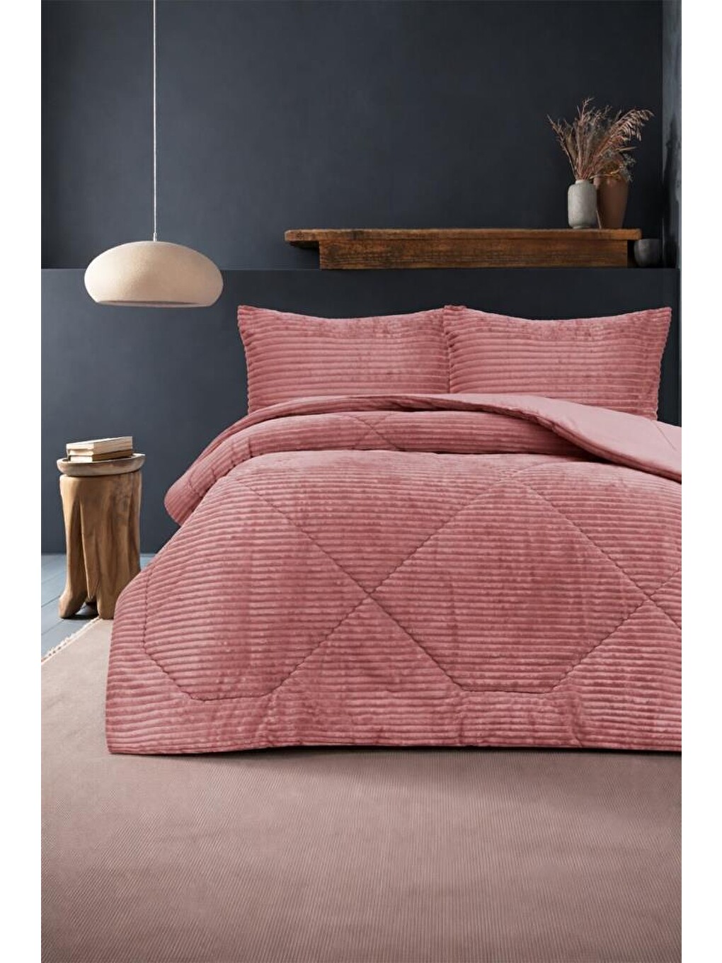 Pembe Saray Çift Kişilik Yatak Örtüsü 220x240 Gül Kurusu