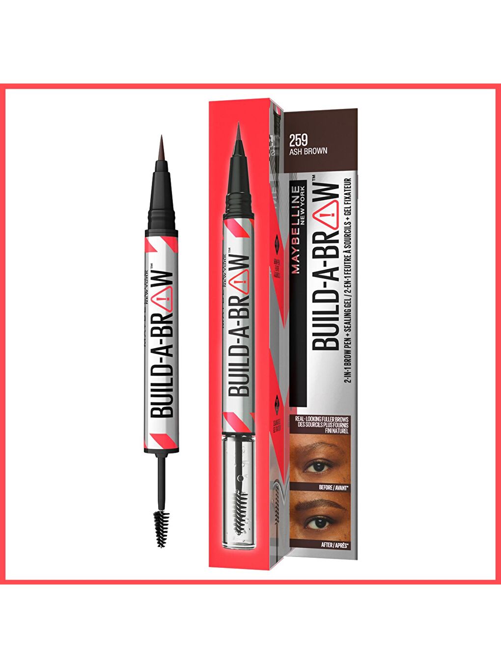 MAYBELLINE NEWYORK Kahverengi Build a Brow 2in1 Kaş Kalemi ve Jeli Ash Brown - 1