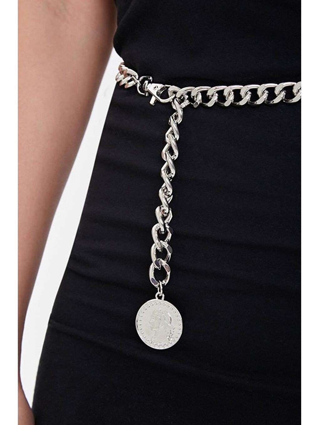 Gri Thorano Gümüş Renkli Zincir Kemer-1