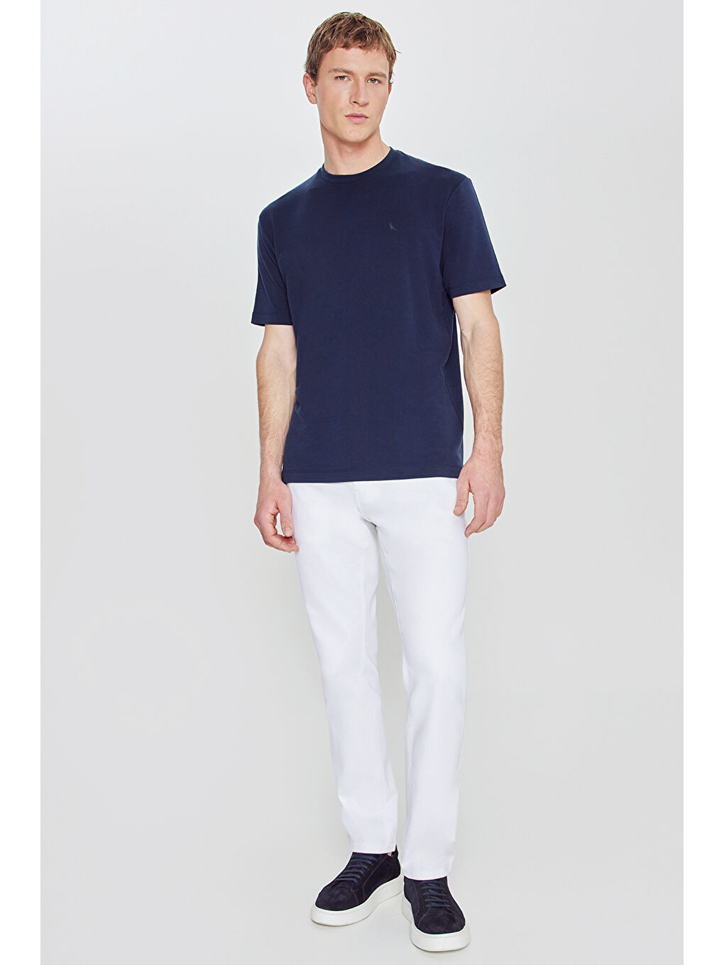 Erkek Lacivert Yumuşak Dokulu Slim Fit Dar Kesim Polo Yaka Esnek Tişört-1