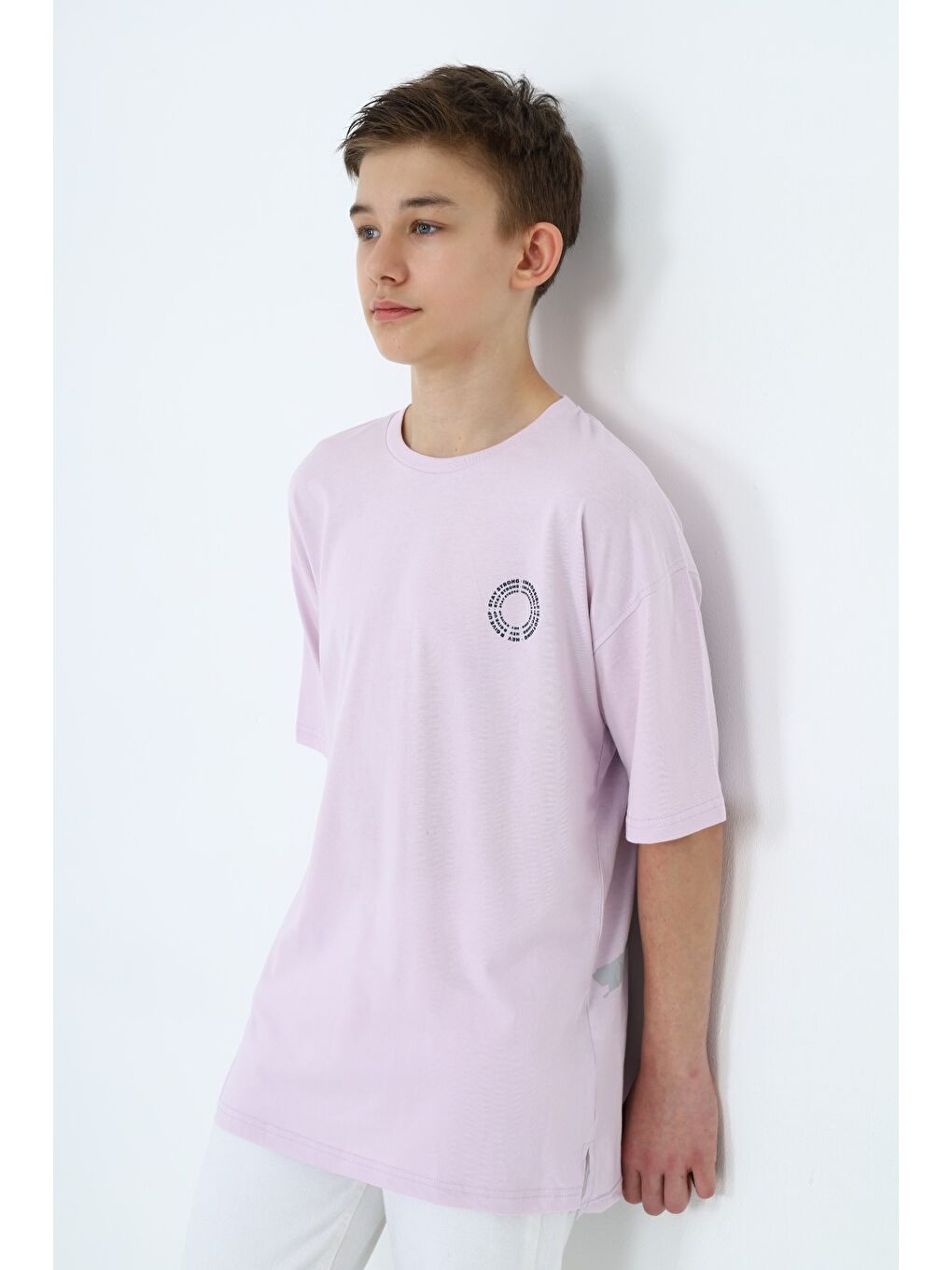 Lila Erkek Çocuk Baskılı Tişört