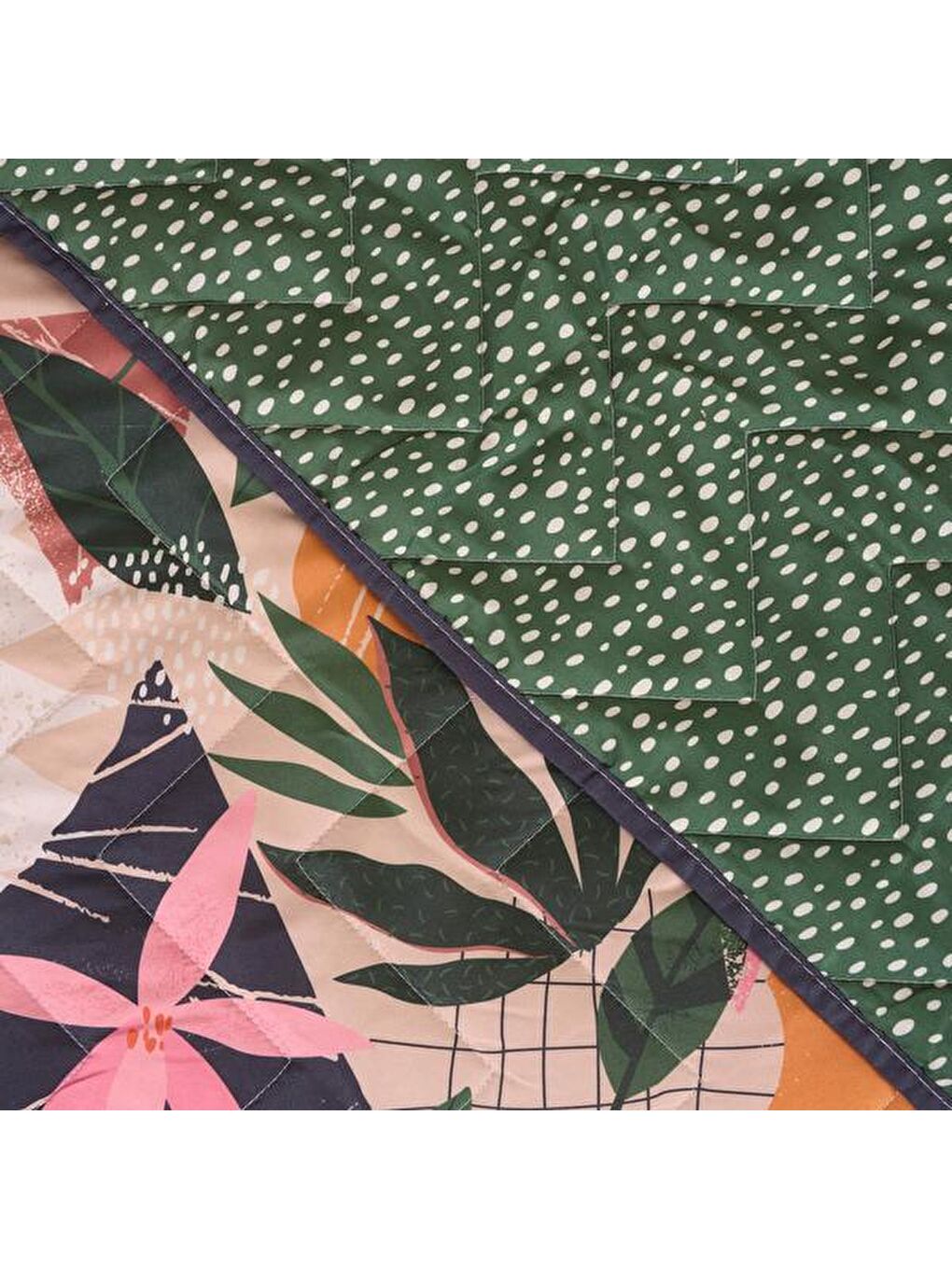 Soft Çağdaş Çiçek Çift Kişilik Yatak Örtüsü - Yeşil - 200x200 cm-3