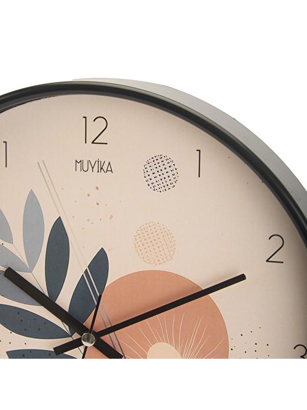 Karışık Yapraklar Camlı Duvar Saati - Renkli - 30 cm-2