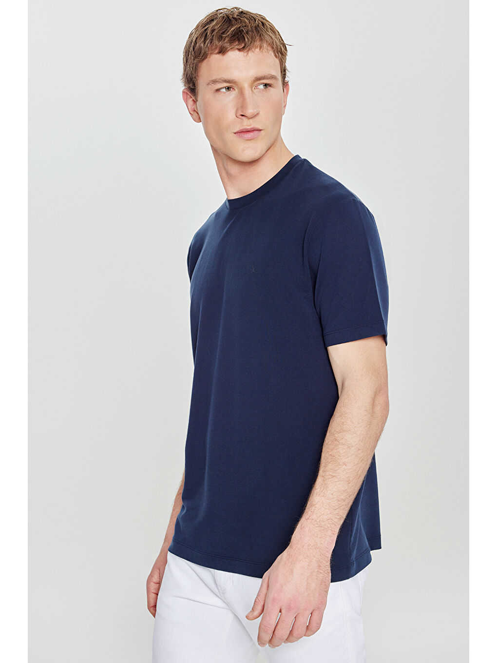 Erkek Lacivert Yumuşak Dokulu Slim Fit Dar Kesim Polo Yaka Esnek Tişört-2