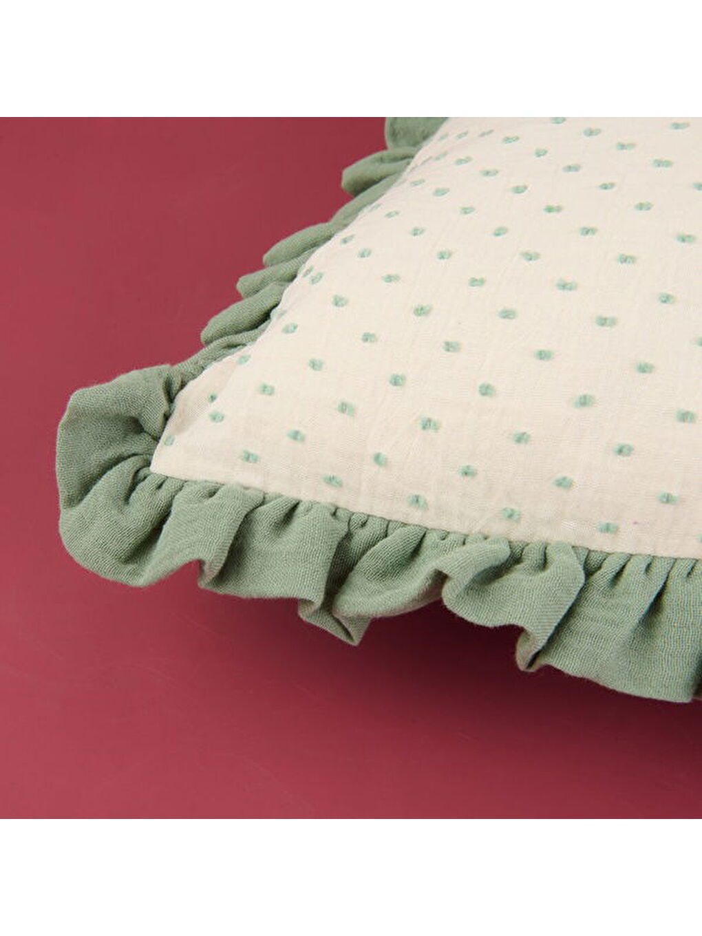 LC WAIKIKI Lila Soft Granny Summer Müslin Kırlent - Ekru / Yeşil - 40x40 cm - 1