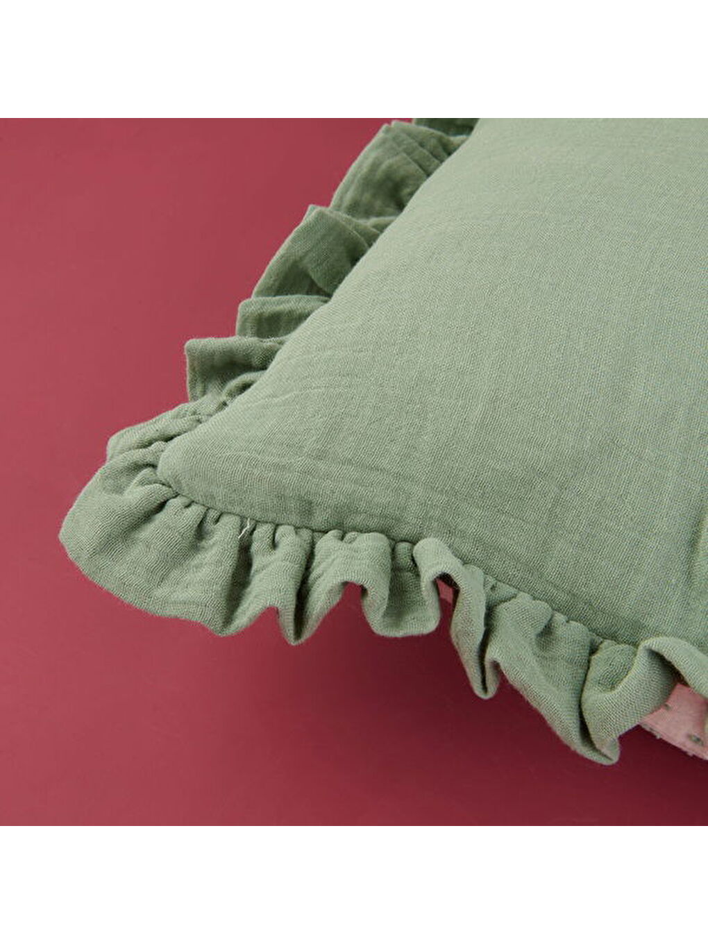 LC WAIKIKI Lila Soft Granny Summer Müslin Kırlent - Ekru / Yeşil - 40x40 cm - 3