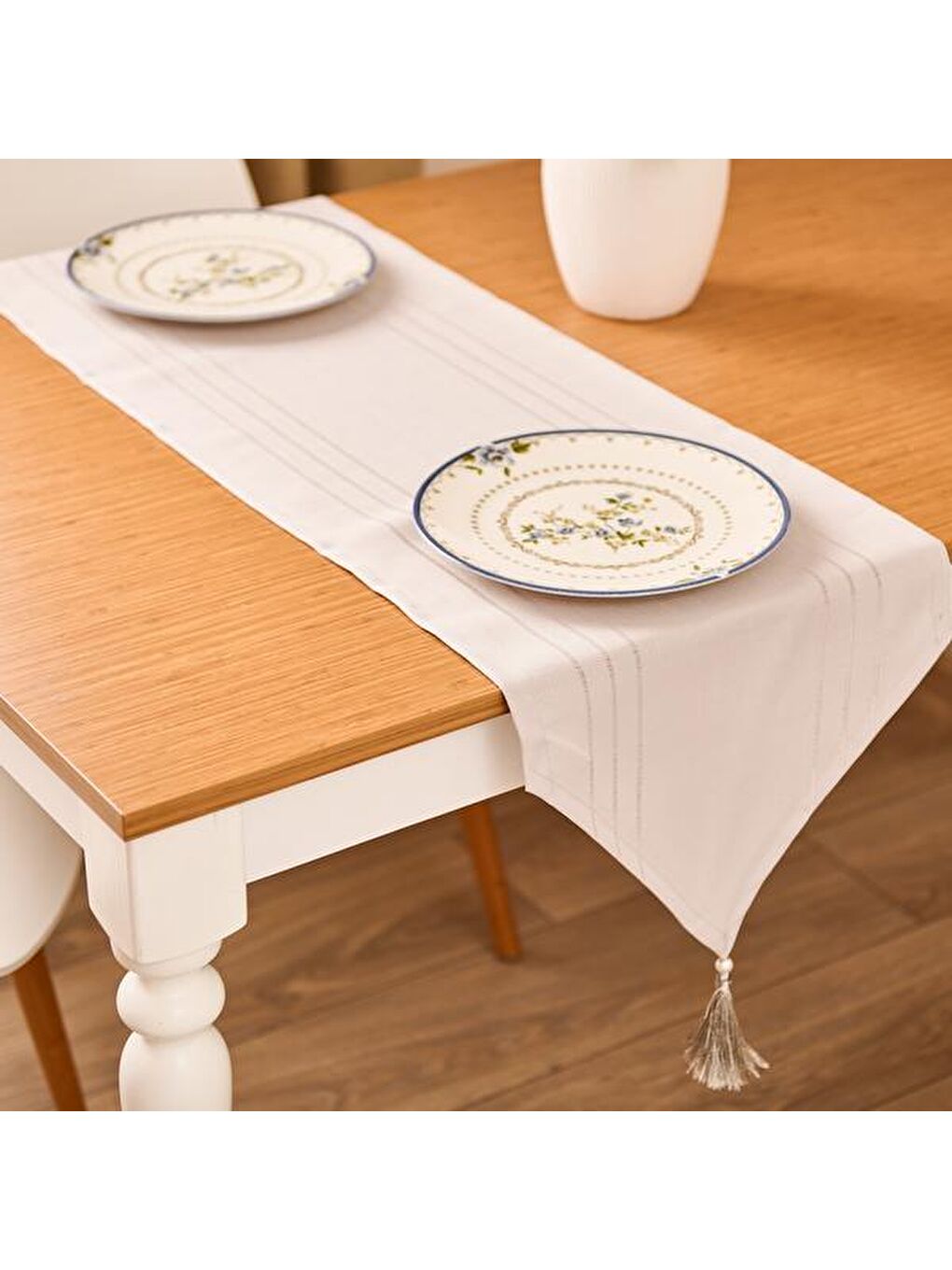 Soft Jakarlı Dokuma Runner - Bej - 35x140 cm