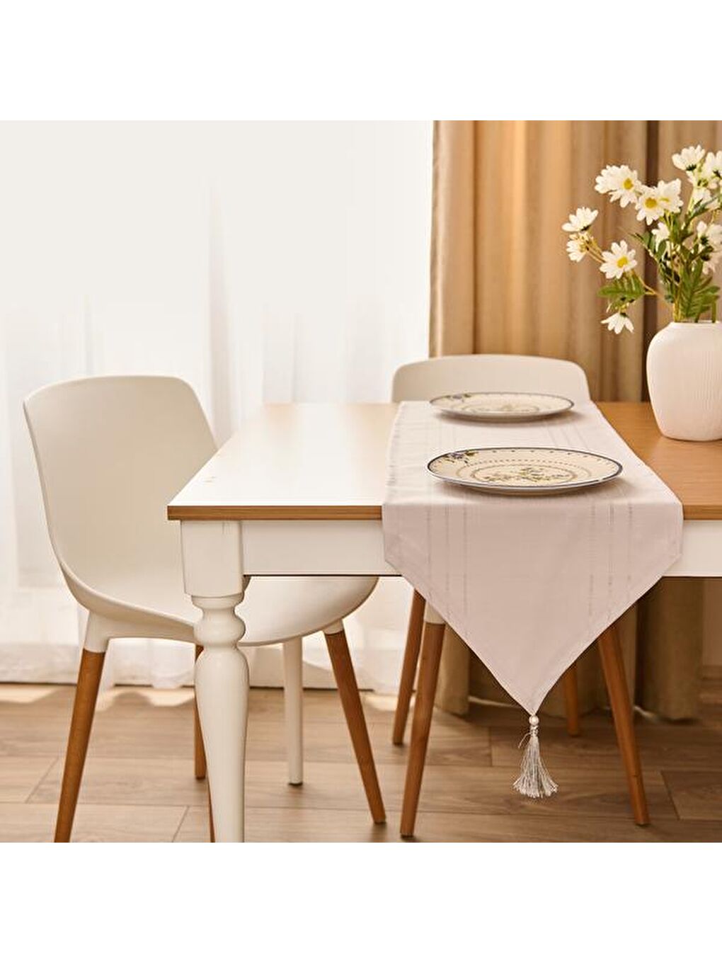 Soft Jakarlı Dokuma Runner - Bej - 35x140 cm-4