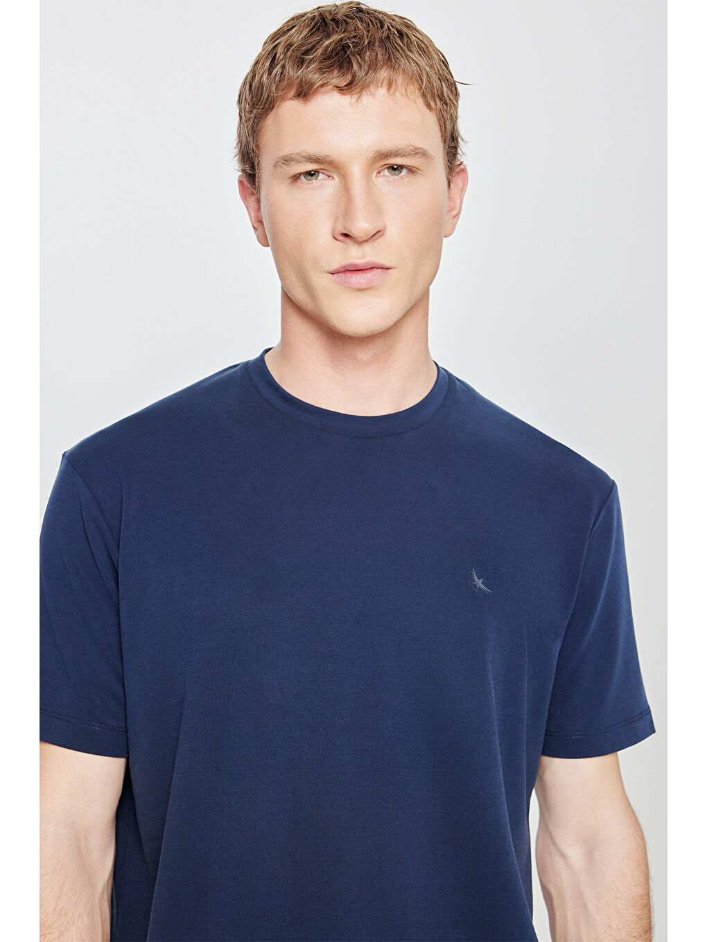 Erkek Lacivert Yumuşak Dokulu Slim Fit Dar Kesim Polo Yaka Esnek Tişört-3