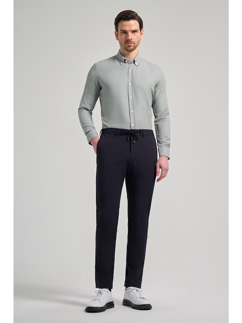 Koyu Lacivert Esnek Yandan Cepli Casual Slim Fit Jogger Pantolon 1003250118-1