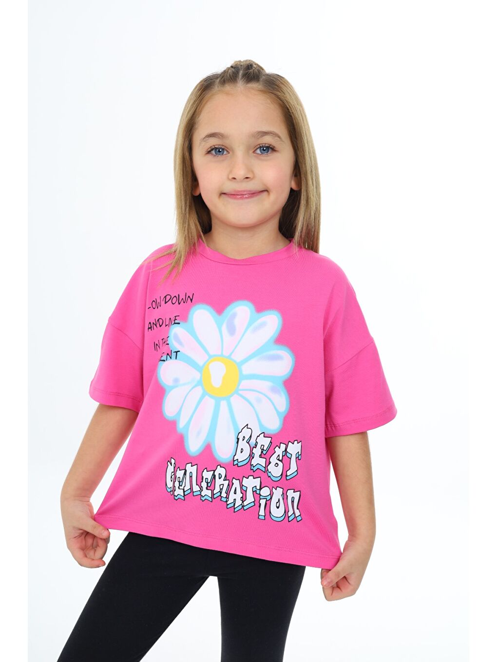 Fuşya Kız Çocuk Baskılı Tişört
