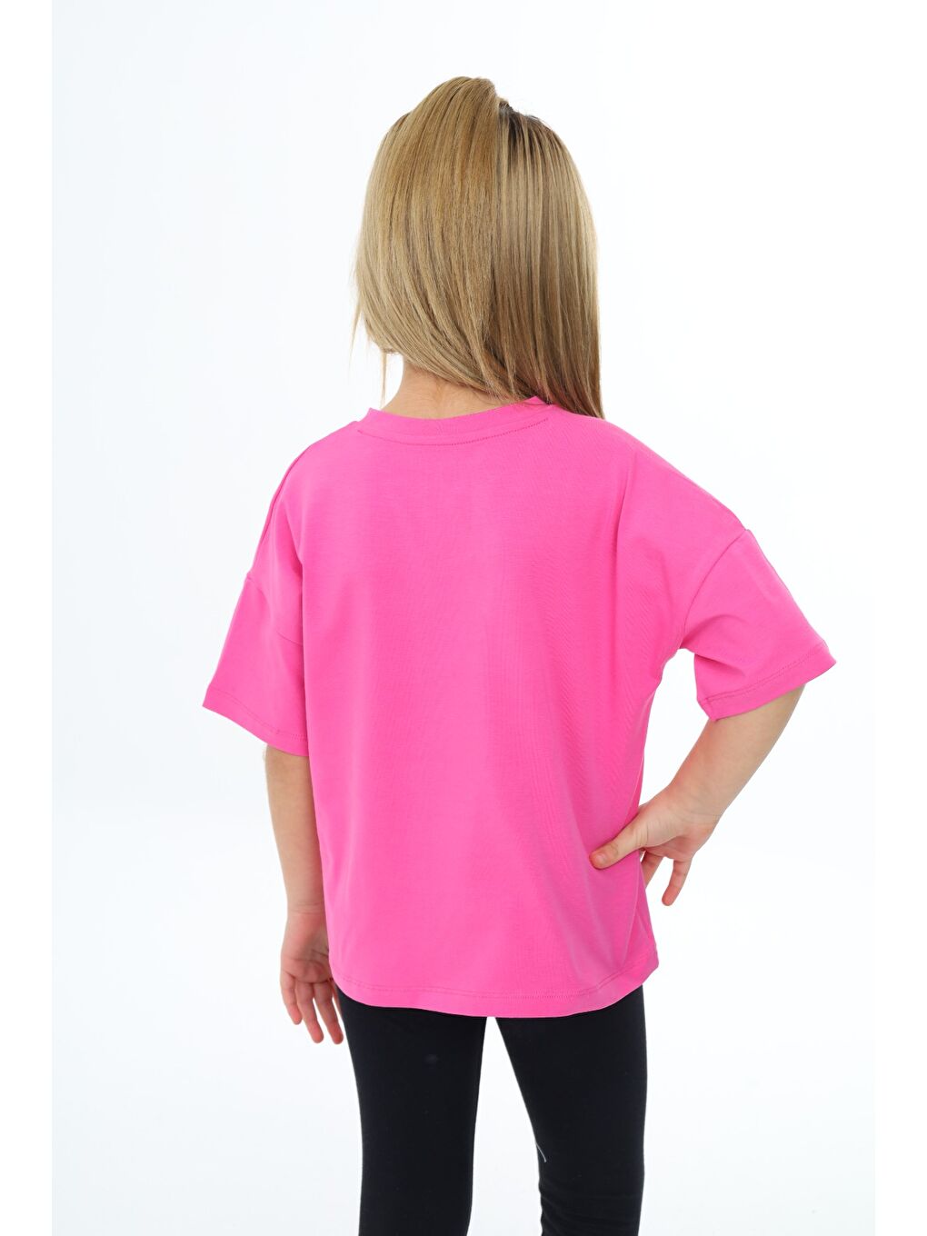 Fuşya Kız Çocuk Baskılı Tişört-3