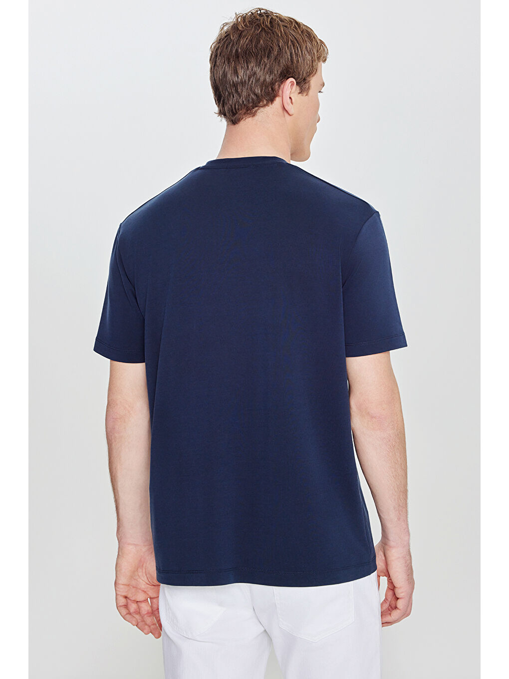 Erkek Lacivert Yumuşak Dokulu Slim Fit Dar Kesim Polo Yaka Esnek Tişört-4