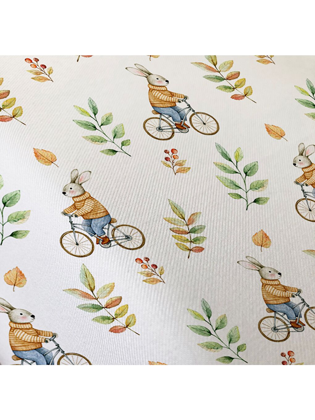 Karışık Minik Tavşanlar Desenli Çarşafsız 2'li Takım Baskılı Nevresim Takımı 160x220 cm-2