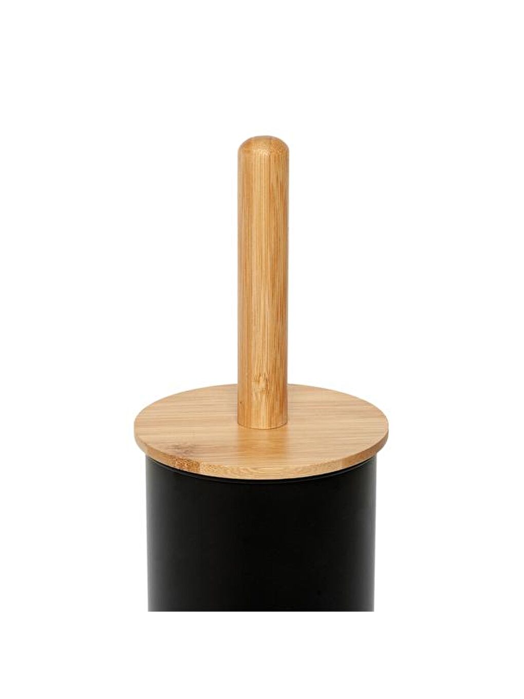 Bambu Saplı Metal Tuvalet Fırçalık - Siyah-1