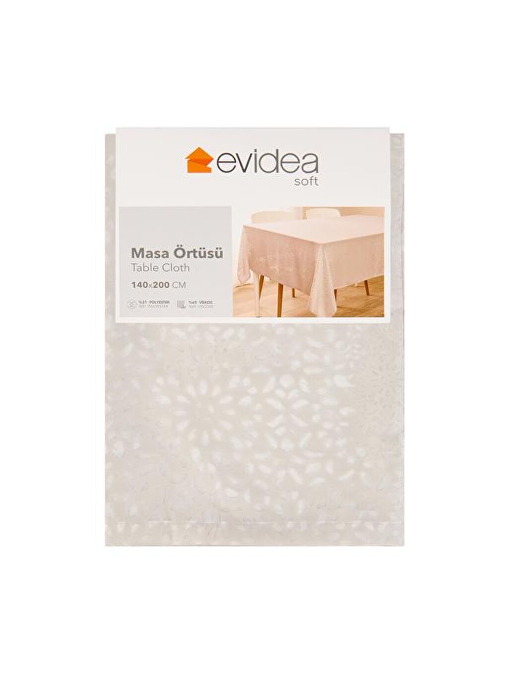 Soft Floral Devore Masa Örtüsü - Gri - 140x200 cm-2