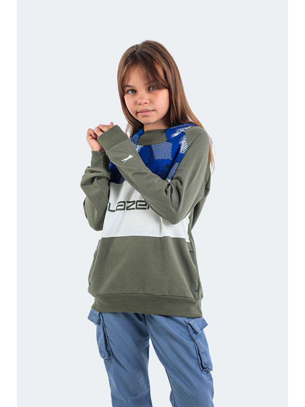 DRAGICA Unisex Çocuk Sweatshirt Haki-5