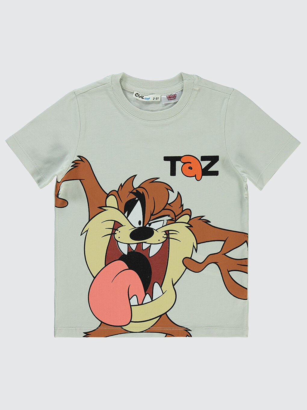 Tazmanya Erkek Çocuk Tişört 2-5 Yaş Açık Gri