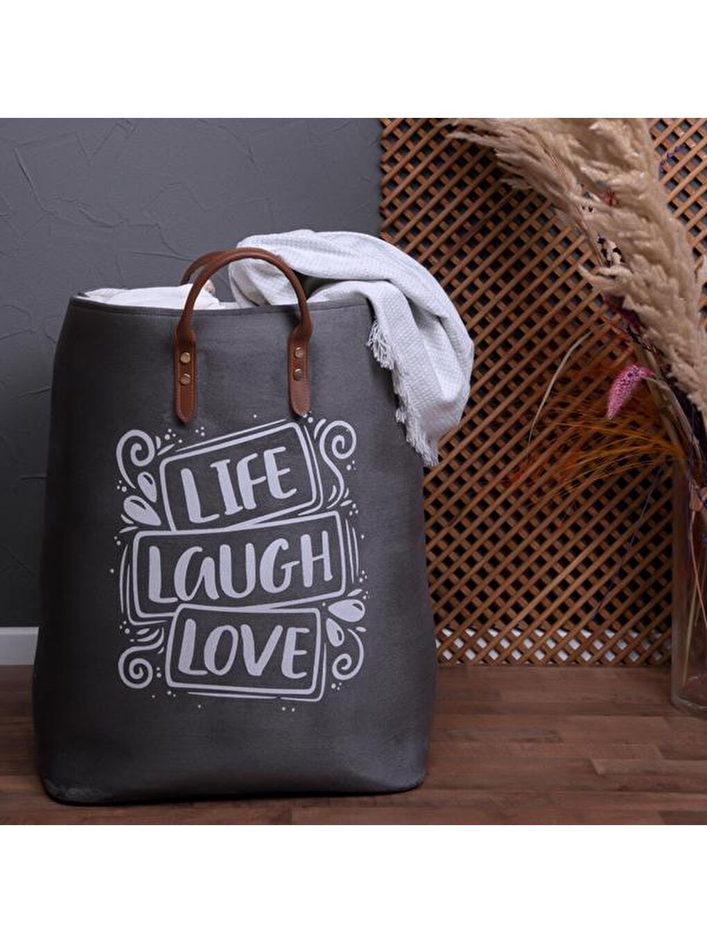 Büzgülü Çok Amaçlı Çamaşır Sepeti-Antrasit