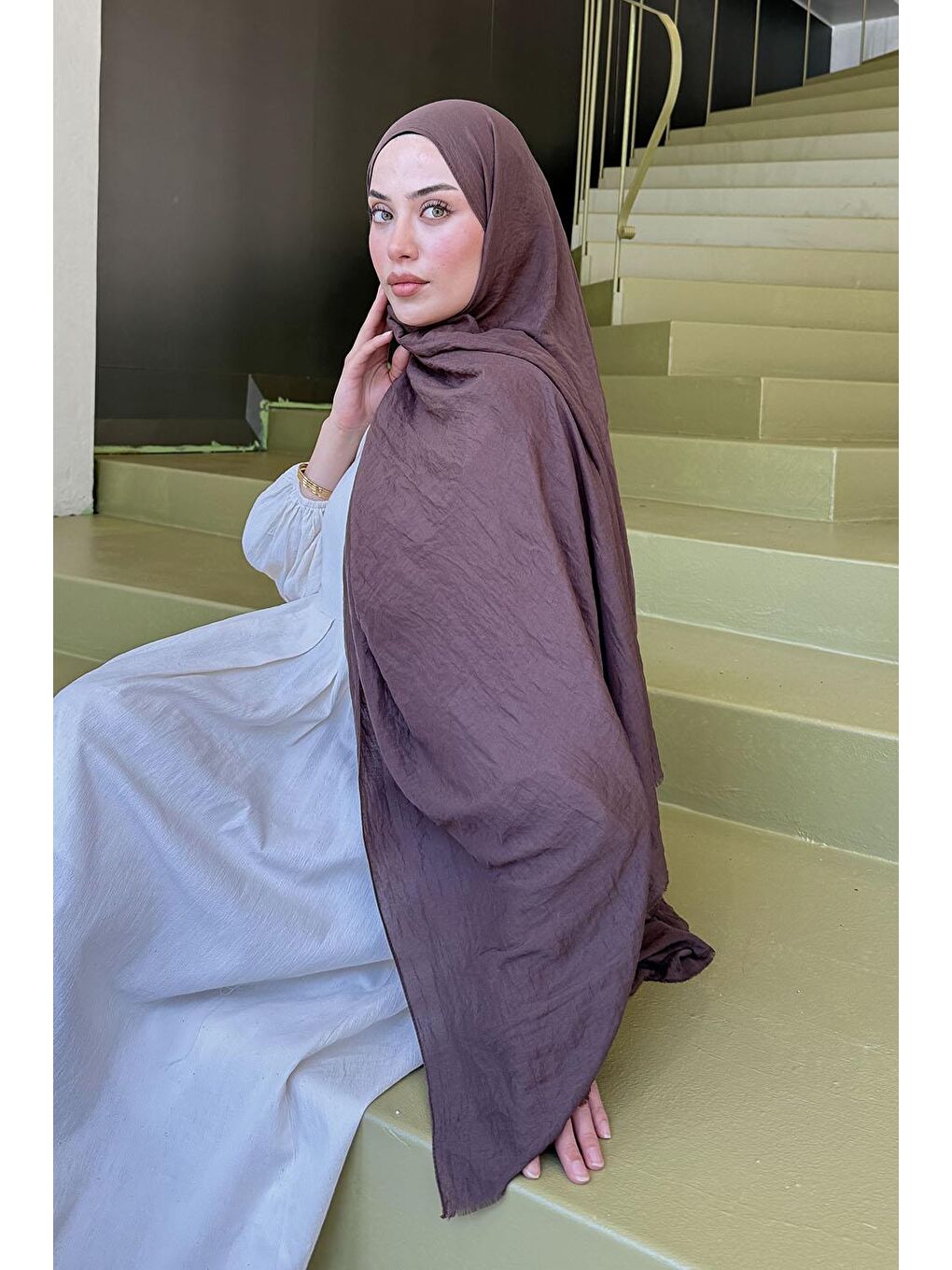 Organic Premium Şal Kahverengi-1