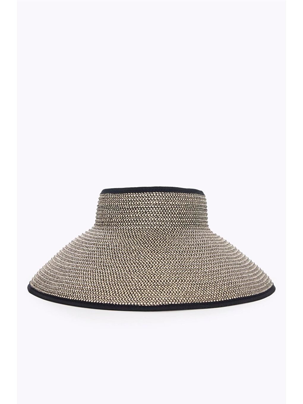 Fiyonk Detaylı Katlanabilir Siyah Bej Vizör Plaj Şapkası 17